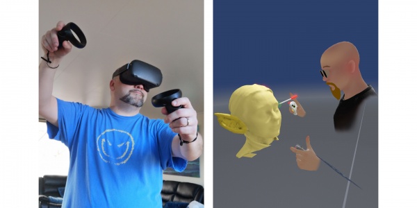 Här skulpterar jag Råttans öron i VR.